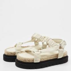 Pre Owned 3.1 Philip Lim White Croc Embossed and Leather Espadrille Sandals Size 36