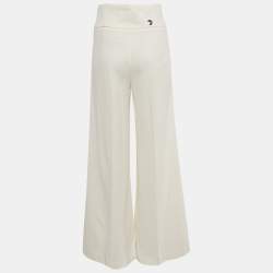 Marni Off-White Textured Wool Blend Wide Leg Pants M