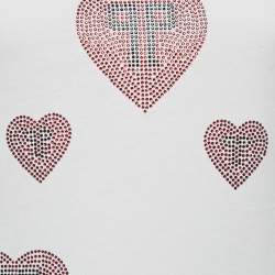 Pre Owned Philipp Plein Couture White Heart Embellished Cotton T-Shirt S