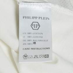 Pre Owned Philipp Plein Couture White Heart Embellished Cotton T-Shirt S