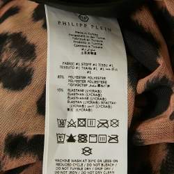 Pre Owned Philipp Plein Leopard Print Stretch Mesh Semi Sheer Top and Leggings Set S