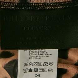 Pre Owned Philipp Plein Leopard Print Stretch Mesh Semi Sheer Top and Leggings Set S