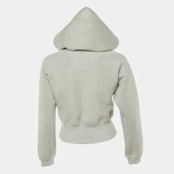 Pre Owned Philipp Plein Grey Knit Crystal Embellished Zip Up Jacket S