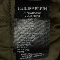 Pre Owned Philipp Plein Khaki Green Cotton & Fur Hooded Double Layer Jacket S