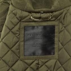 Pre Owned Philipp Plein Khaki Green Cotton & Fur Hooded Double Layer Jacket S