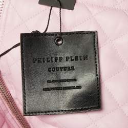 Pre Owned Philipp Plein Pink Leather & Fox Fur Hooded Sleeveless Jacket S