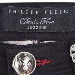 Pre Owned Philipp Plein Devil's Food Printed Stretch Cotton Jeggings S