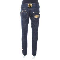 Philipp Plein Limited Edition Indigo Denim Rockstud Embellished Fitted Jeans M 