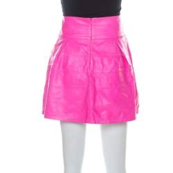Philipp Plein Neon Pink Lamb Skin Mini Skirt M