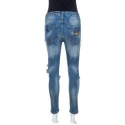 Philipp Plein Illegal Fight Club Blue Distressed Denim Straight Supreme Jeans S
