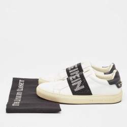 Philipp Plein White/Black Leather  Crystal Embellished  Sneakers Size 35