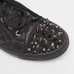 Pre Owned Philipp Plein Black Leather High Top Sneakers Size 37.5