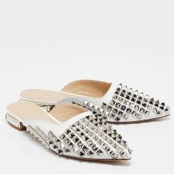 Philipp Plein White Leather Spike Mules Size 36