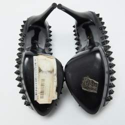 Philipp Plein Black Leather Studded Peep Toe Platform Pumps Size 38