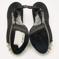 Philipp Plein Black Suede Spike Embellished Platform  Pumps Size 37