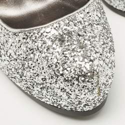 Philipp Plein Silver/Black Glitter and Python Platform Pumps Size 37