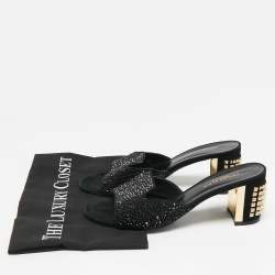 Philipp Plein Black Suede Crystal Slide Sandals Size 38