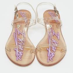 Philipp Plein Transparent Jelly Flat Sandals Size 38