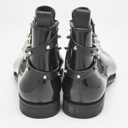 Pre Owned Philipp Plein Black Rubber Marguerite Ankle Boots Size 40