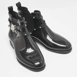 Pre Owned Philipp Plein Black Rubber Marguerite Ankle Boots Size 40