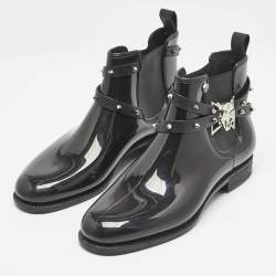 Pre Owned Philipp Plein Black Rubber Marguerite Ankle Boots Size 40