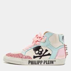 Philipp Plein Multicolor Leather and Crystal Notorious High Top Sneakers Size 37