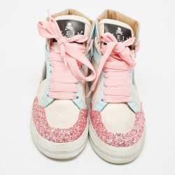 Philipp Plein Multicolor Leather and Crystal Notorious High Top Sneakers Size 37