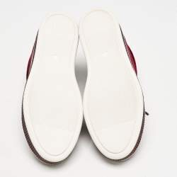 Pre Owned Philipp Plein Burgundy Velvet Crystal Embellished Low Top Sneakers Size 38