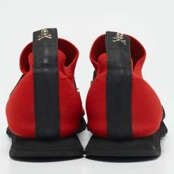 Philipp Plein Red Knit Fabric Logo Strap Slip On Sneakers Size 38