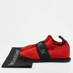 Philipp Plein Red Knit Fabric Logo Strap Slip On Sneakers Size 38