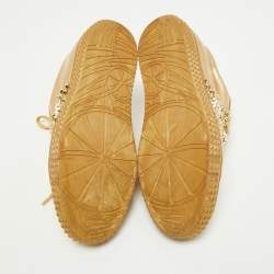 Philipp Plein Gold Leather Spike Studded Sneakers Size 38