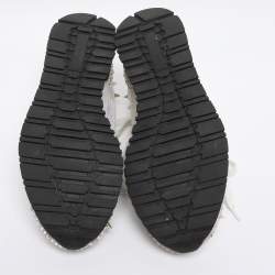 Pre Owned Philipp Plein White Lace and Leather Sanna Embellished Low Top Sneakers Size 36.5