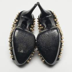 Pre Owned Philipp Plein Black Suede Studded Peep Toe Platform Pumps Size 40