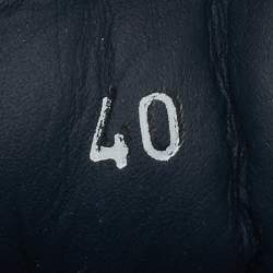 Pre Owned Philipp Plein Navy Blue Leather and Suede Stud Embellished Lace Up Sneakers Size 40