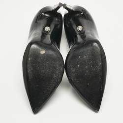 Pre Owned Philipp Plein Black Patent Leather Studded Pointed Toe Pumps Size 39