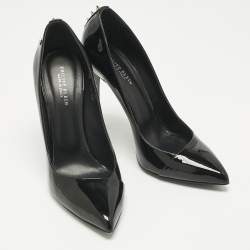 Pre Owned Philipp Plein Black Patent Leather Studded Pointed Toe Pumps Size 39