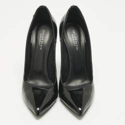 Pre Owned Philipp Plein Black Patent Leather Studded Pointed Toe Pumps Size 39