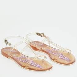 Pre Owned Philipp Plein Transparent Jelly Slingback Flats Size 38