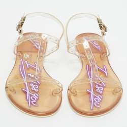 Pre Owned Philipp Plein Transparent Jelly Slingback Flats Size 38