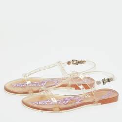 Pre Owned Philipp Plein Transparent Jelly Slingback Flats Size 38