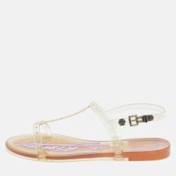 Pre Owned Philipp Plein Transparent Jelly Slingback Flats Size 38
