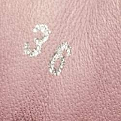 Pre Owned Philipp Plein Pink/Silver Leather and Patent Leather Crystal Platform Lace Up Sneakers Size 36