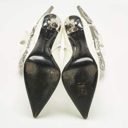 Pre Owned Philipp Plein White Patent Leather Crystal Embellished Cow Boots Size 38.5