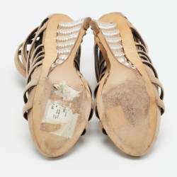 مملوكة مسبقًا صندل بكعب مخفي فيليب بلاين بيج من الجلد السويدي مقاس 37.5