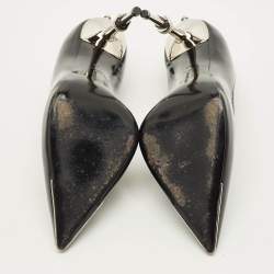 مملوكة مسبقًا Philipp Plein Skull Heel Size 39 Black Patent Leather Studded Pointed Toe Pumps