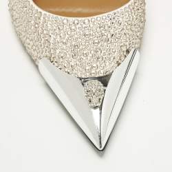 Pre Owned Philipp Plein Size 39 Gold Satin Crystal Embellished Cap Toe Slingback  Pumps