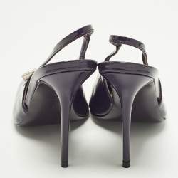 Pre Owned Philipp Plein Decollete Size 38 Purple Patent Leather Slingback Pumps