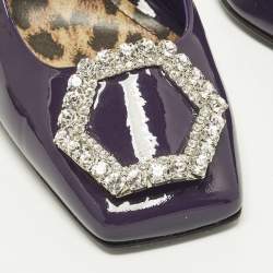 Pre Owned Philipp Plein Decollete Size 38 Purple Patent Leather Slingback Pumps