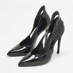 Pre Owned Philipp Plein Size 36 Black Patent Leather Cut Out Pointed Toe Pumps