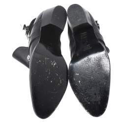 Pre Owned Philipp Plein Black Leather Skull Detail Ankle Boots Size 37